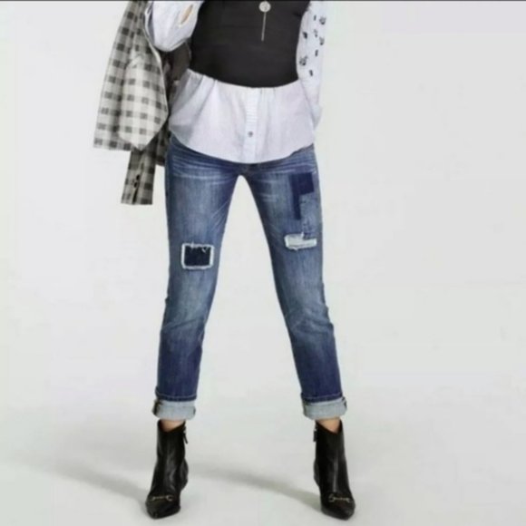 CAbi Denim - Cabi Slim Boyfriend Patch Jeans Sz 4 Style # 5308